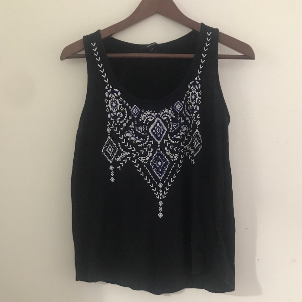 Forever 21 black beaded tribal design tank